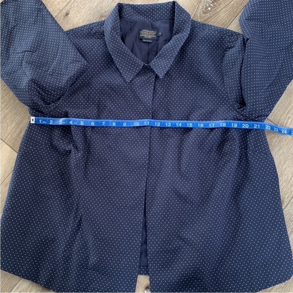 Pendleton Collared Blazer Cape Navy With White Pi… - image 7